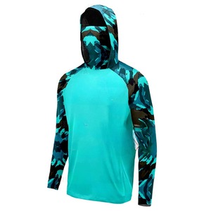 เสื้อฮู้ดแขนยาวลายพรางสีน้ำเงินสำหรับผู้ชาย ป้องกันแสงแดด UPF 50 แห้งเร็ว เหมาะสำหรับกิจกรรมกลางแจ้งและตกปลา - Product Image 4