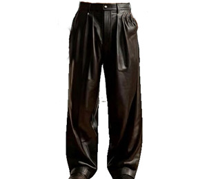 Pantalon décontracté léger pour homme en cuir véritable, coupe-vent, tendance, avec poches - Product Image 2