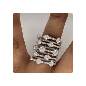 แหวนเพชรทองคำ 14KT แบบหลายวง ประดับเพชรธรรมชาติ 4 กะรัต ความสะอาดระดับ SI2-I1 แหวนเพชรดีไซน์โดดเด่นสำหรับผู้หญิง - Product Image 6