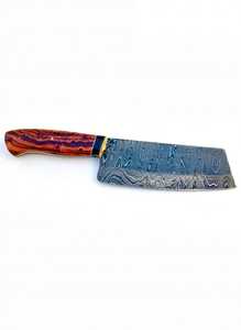 Couteau de préparation de cuisine artisanal en acier Damas de style Nakiri avec manche en bois de rose naturel - Product Image 2