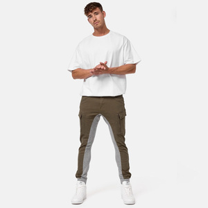 Pantalon cargo kaki pour homme, en toile colorée, plusieurs poches, style décontracté, taille élastique, fermeture éclair, pour l'automne - Product Image 5