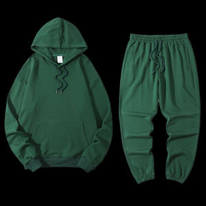 Ensemble de survêtement gris deux pièces, sweat-shirt à capuche et pantalon de jogging, tenue décontractée unisexe ample - Product Image 5