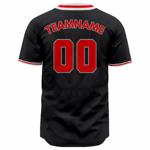 Camiseta de Béisbol Negra para Hombre, Personalizada con Nombre y Número del Equipo, Impresión por Transferencia de Calor, Cuello de Béisbol, Manga Corta, Absorbe la Humedad - Product Image 3