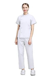 Conjuntos de uniformes de Enfermería de dos piezas personalizados para mujer, cuello alto, manga corta, diseño pequeño elegante para uniformes de hospital - Product Image 6