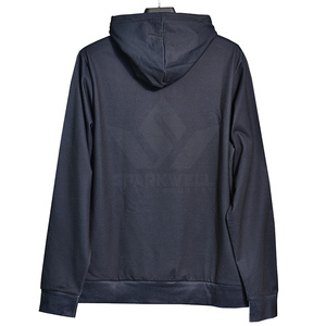 Sweat-shirt à capuche bleu foncé pour homme, coupe classique, couleur unie, en coton tricoté, décontracté, pour l'automne - Product Image 2