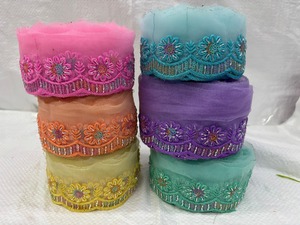Exquisite Eco-Friendly Colorful Floral Embroidered Lace Trim Luxury Style Bridal Gowns DIY Craft Projects for Cloth Shoes Gifts - Product Image 5
