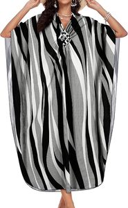 V Neck Maxi Abaya <b>Dress</b> Long Sleeve <b>Loose</b> Fit Asymmetrical Hem Geometric Pattern Women's Daily Wear Polyester Modest Style - Product Image 3