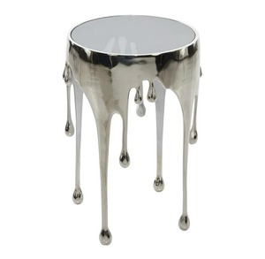 Mesa de Centro Moderna y Elegante de Metal con Diseño de Goteo y Tapa de Vidrio Templado, Muebles Contemporáneos para Sala de Estar - Product Image 6