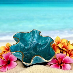 Cuenco Clásico de Resina Ecológica de Alta Demanda con Diseño de Conchas Onduladas Integradas, Hecho a Mano, para Decoración de Fiestas y Regalos - Product Image 1