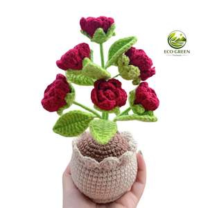 Handmade Crochet Flower Pot Cute Amigurumi Plant Emotional Support Gift for Women Mom Home <b>Desk</b> Decoration - Product Image 4