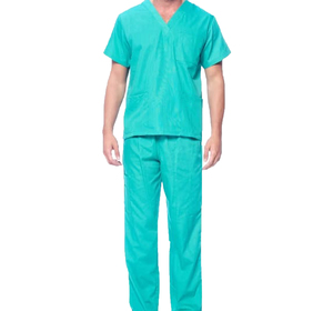 Ensemble de tenues médicales unisexe à col en V et manches courtes, en tissu tissé élasthanne, avec détection par radiofréquence, pantalon vert durable - Product Image 4