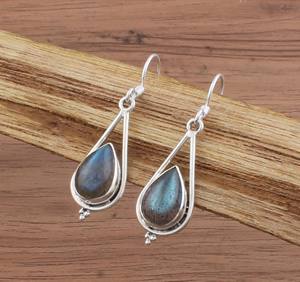 Boucles d'oreilles pendantes en zircon naturel en gros, en argent sterling 925, faites à la main, avec pierres précieuses, bijoux de luxe unisexes pour fêtes - Product Image 4