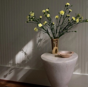 Vase colonne élégant au design cylindrique conique, finition or antique, pour arrangements floraux et décoration intérieure moderne - Product Image 6