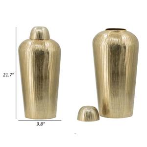 Jarrón de Metal Dorado Martillado de Lujo, Pieza Escultural Grande para el Suelo, para Vestíbulo de Hotel y Decoración Interior Glamurosa - Product Image 1