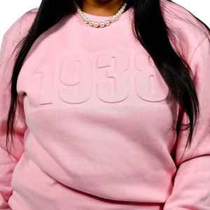 Sudadera con cuello redondo en relieve de 1938 para mujer, de algodón y forro polar, manga larga, estilo casual urbano, venta al por mayor OEM - Product Image 4