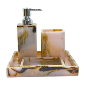 Classic Four-Piece Round Bathroom Accessory <b>Set</b> Matt Black Polyresin Foam <b>Soap</b> Dispenser By The Handmade Collection - Product Image 5