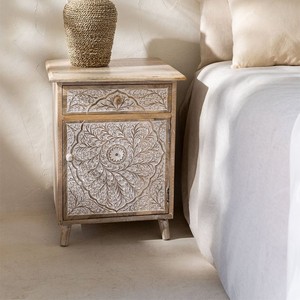 Mesita de noche Vandana Amber Layer de madera de mango - Product Image 1