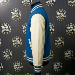 Delaware <b>Varsity</b> <b>Jacket</b> <b>Men's</b> Blue Leather Sleeve Embroidered Letterman <b>Bomber</b> Preppy Style Winter Casual Customized Colors - Product Image 5