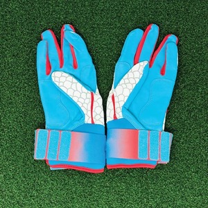 <b>Blue</b> Full Finger Baseball Gloves With Red Accents Synthetic <b>Material</b> Hook And Loop Closure For Adults Outfield Use Gloves - Product Image 3
