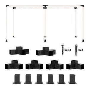 Kit Pergola in Metallo da 12 Pezzi per Gazebo da Giardino con Staffe Angolari a 3 e 4 Vie per Legname da 4x4 Pollici (Misura Reale 3,6x3,6 Pollici) - Product Image 1