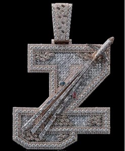 Iced Out Letter Z Pendant with Jet Design Fully Moissanite Encrusted Custom Hip Hop Style Jewellery for Men - Product Image 4