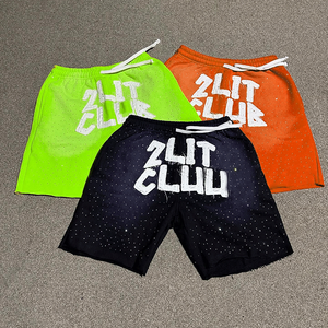<b>Men's</b> Solid <b>Yellow</b> Casual High Street Style Bermuda <b>Shorts</b> Cotton Terry Customized Logo Elastic Waist Knitted Mid Rise - Product Image 3