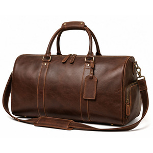 Bolsa de Viaje de Cuero Genuino, Amplia Bolsa de Lona con Compartimento para Zapatos, Correa de Hombro Ajustable para Viajes de Fin de Semana y Uso en el Gimnasio - Product Image 1