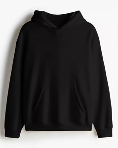 Sweat-shirt à capuche noir pour homme, coupe classique, en coton tricoté, couleur unie, avec poche, idéal pour l'automne - Product Image 2