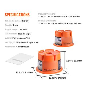 Blocchi Stabilizzatori per Camper RV in Polipropilene di Alta Qualità, Capacità 900 kg, Blocchi per Livellamento Rimorchio, Campeggio ed Escursionismo - Product Image 4