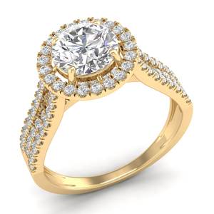 Anillo de compromiso REYES, superventas, de oro macizo de 14K, joyería fina minimalista, diamante cultivado en laboratorio HPHT CVD de corte redondo de 1.8 quilates con halo - Product Image 2