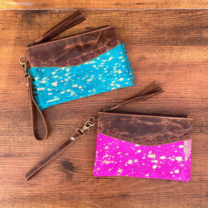 Bracelet en peau de vache fermeture éclair gland pochette pour femmes cheveux de haute qualité sur métal en cuir véritable porte-carte de crédit portefeuilles de voyage - Product Image 4