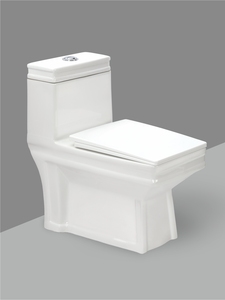 Inodoro de baño de una pieza de cerámica cuadrada Panther de primera calidad, montado en el suelo, con descarga por gravedad, S-trap, P-trap, doble descarga de 3.6L - Product Image 1