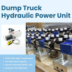 Pompe hydraulique à deux voies pour camion à benne basculante 12V CC horizontale et verticale, unité <span class=keywords><strong>de</strong></span> puissance compacte avec manomètre - Product Image 3