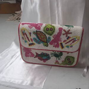 Bolsos de Cuentas de Vidrio con Diseño Floral Tropical, Artesanía Mexicana, Cadena Cruzada para Fiesta, Color, Forma y Modelo Personalizables, Ms-wc-001 - Product Image 1