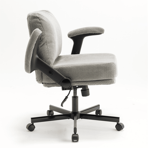 Sedia da Ufficio Regolabile con Seduta in Tessuto Confortevole, Design a Gambe Incrociate Largo, Base Girevole in Nylon - Product Image 4