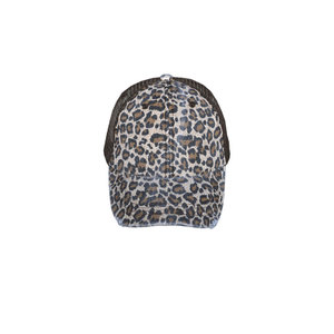 Leopard Print 6-Panel Trucker <b>Hat</b> Mesh Fabric Unisex Adjustable Casual Cap Spring <b>Summer</b> Style - Product Image 1