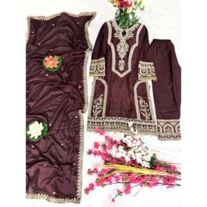 Beau haut-bas et ensemble Dupatta fantaisie pour femmes pour les fêtes - Product Image 4