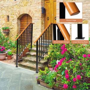 Matte Black 3-Level Outdoor Iron Handrail Assistive Devices for Stairs & Porches - Product Image 5