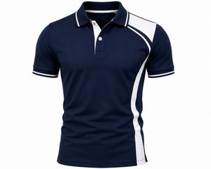 T-shirt décontracté pour homme à manches courtes en jersey respirant polyester/coton, design uni, boutonnage frontal, coupe classique, ODM de haute qualité - Product Image 4