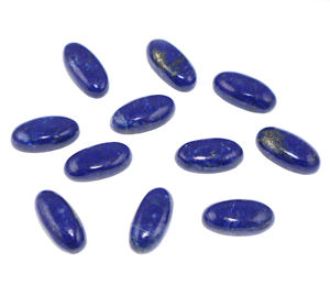 Pierre précieuse naturelle Lapis Lazuli cabochon, forme ovale 10x20mm, pierre en vrac pour la fabrication de bijoux, vente en gros, provenance Inde - Product Image 1