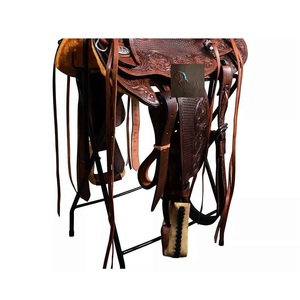Western Wade Tree Brown Leather Basket Wave & Floral <b>Hand</b> Tool Horse Saddle Hard Seat Latigo Straps With Tack Set 10" to 18"Inch - Product Image 3