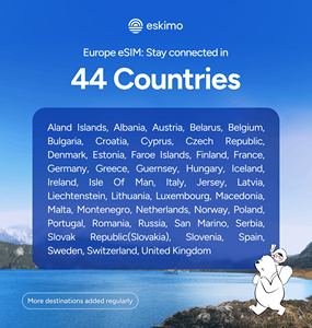 Carte SIM électronique de voyage R-EU-10 Eskimo de haute qualité bleue, sans expiration, données européennes - 10 Go, première carte SIM électronique de voyage au monde, 44 pays - Product Image 2