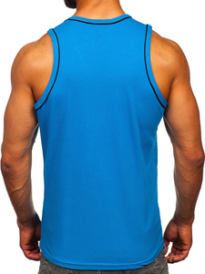 Mens Blue Contrast Piping Tank Top <b>Athletic</b> Sports Vest for Gym Workout Training Running and Summer Wear 2026 - Product Image 3