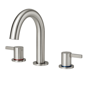 Rubinetto lavabo a 3 fori da 8 pollici in nichel spazzolato con 2 maniglie, bocca girevole a 360 gradi e scarico a scomparsa - Product Image 1