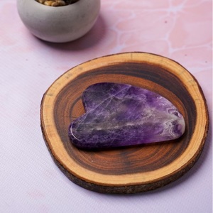 Chakralume Natural Chevron Amethyst Gua Sha Facial <b>Massage</b> <b>Tool</b> Hand Polished Crystal for Skincare Reiki Chakra Energy Healing - Product Image 3