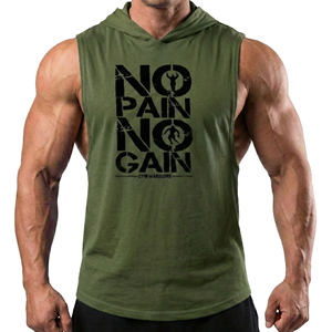 Camiseta sin mangas con capucha para hombre, con logo personalizado, corte holgado, para culturismo, entrenamiento, venta al por mayor, top sin mangas. - Product Image 1