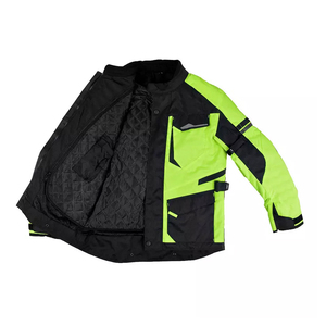Unisex High Visibility Leather Motorcycle <b>Jacket</b> Breathable Stand Collar Windproof Regular Fit Winter - Product Image 2