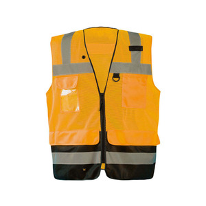 High Visibility Reflective Safety Vest with Zipper Mesh <b>Fabric</b> Utility Pockets and <b>Silver</b> Reflective Stripes for men - Product Image 1