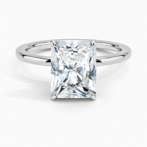 Bague pour femme en argent 925 avec diamant moissanite taille radiant, design minimaliste à quatre griffes, cadeau pour la fête des mères - Product Image 3
