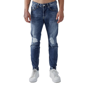 Bangladesh excedentes proveedor Directo de fábrica Diseño de marca personalizada Pantalones vaqueros de hombre sueltos Rasgados Rectos Bolsillos con cremallera Pantalones de mezclilla - Product Image 3